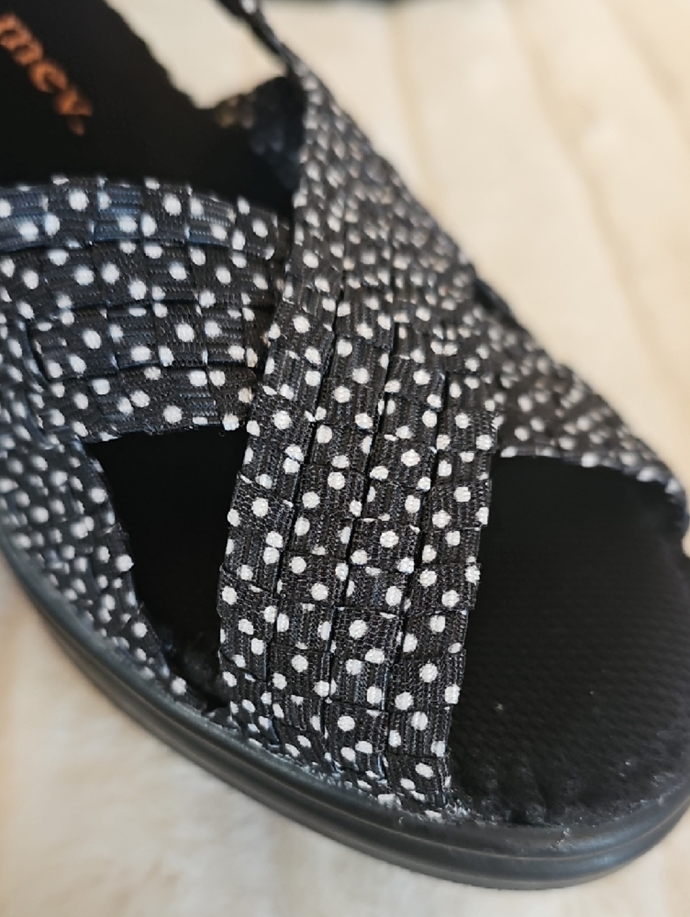 bernie mev. Black and White Dot Slingback Block Heels - Picture 3 of 10